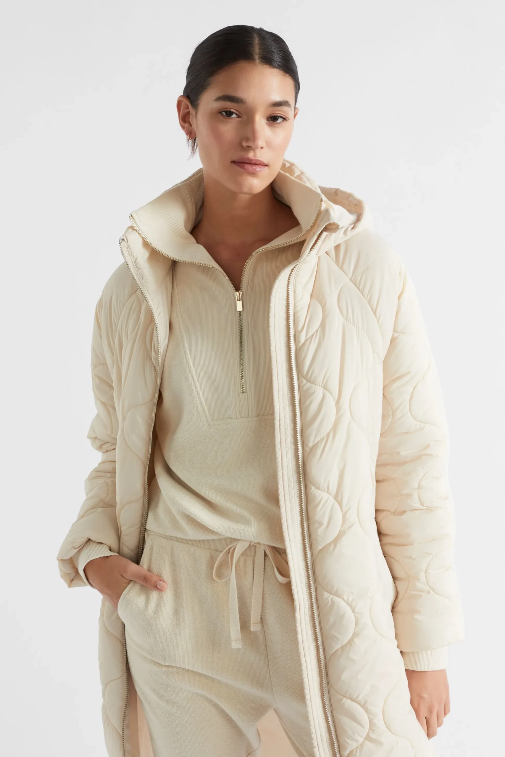 Seed Heritage Jackets & Vests-A Line Puffer Jacket Vanilla Cream