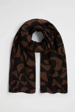 Seed Heritage Scarves & Kaftans-Abstract Print Scarf Hot Chocolate Abstract