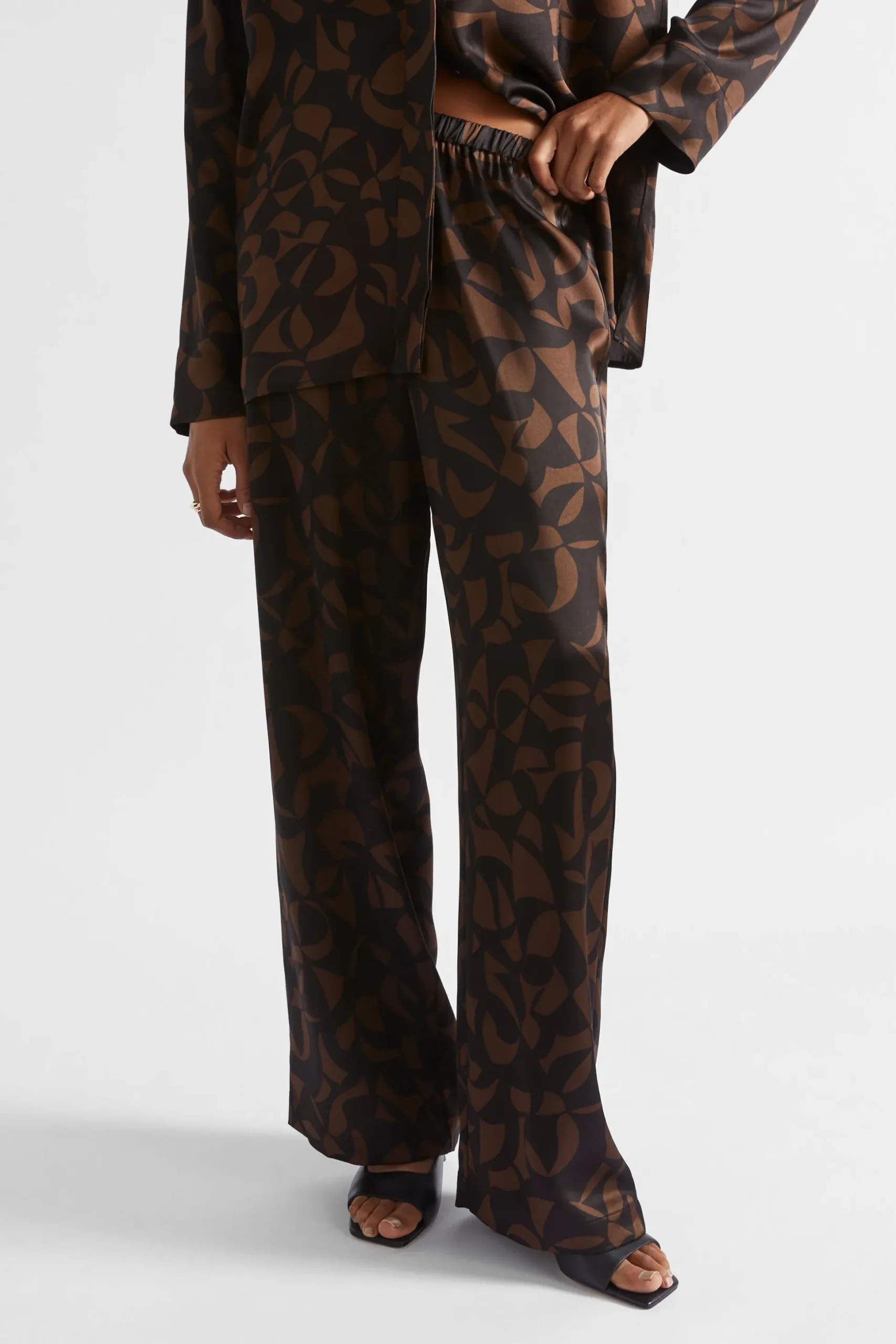 Seed Heritage Pants-Abstract Wide Leg Pant Hot Chocolate Abstract
