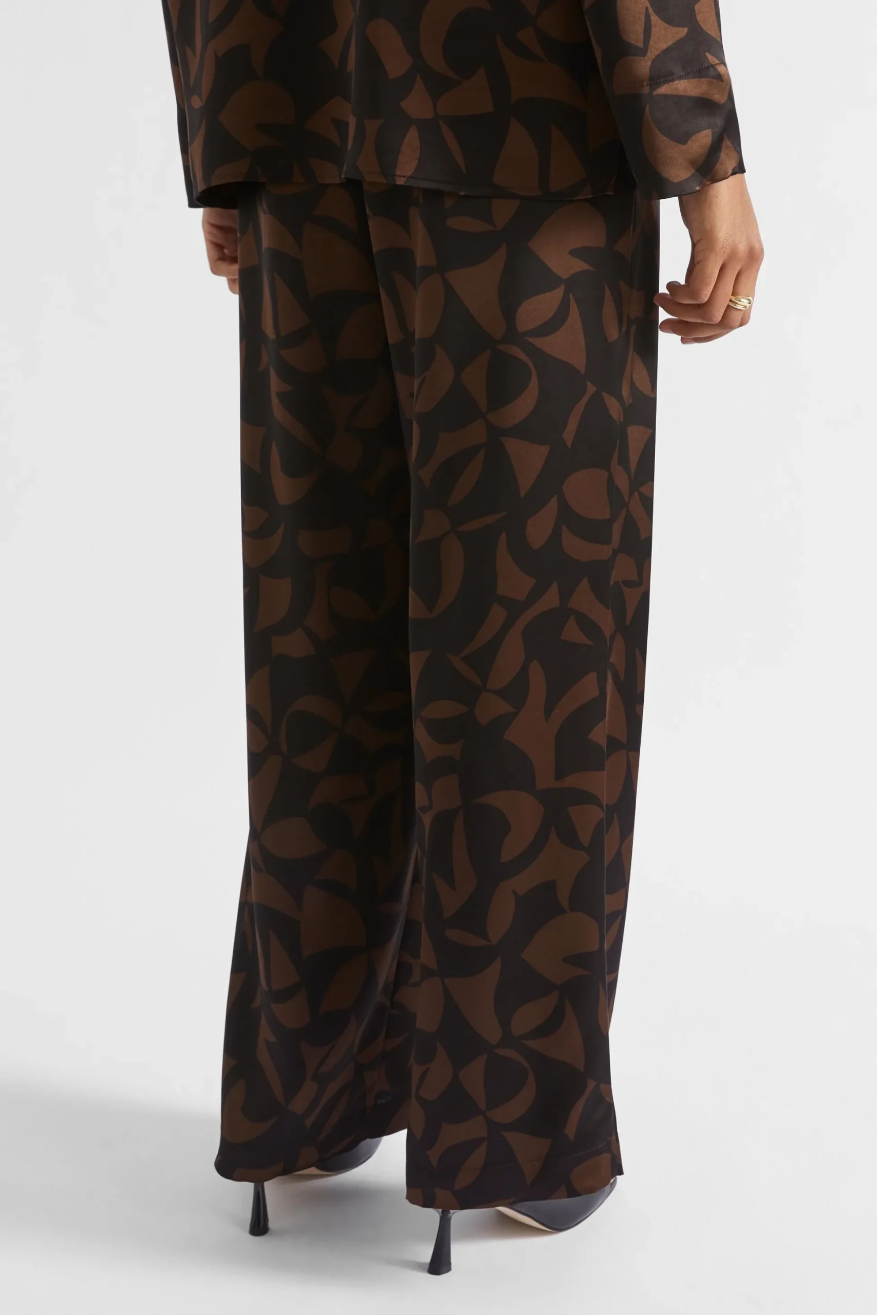 Seed Heritage Pants-Abstract Wide Leg Pant Hot Chocolate Abstract