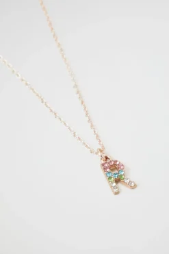 Seed Heritage Jewellery-Ainbow Diamante Initial Necklace R