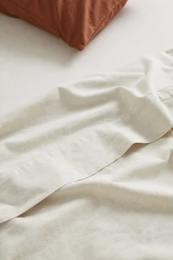Seed Heritage Bedroom-Alba King Flat Sheet Flax Cross Dye