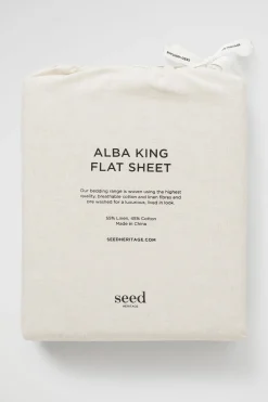 Seed Heritage Bedroom-Alba King Flat Sheet Flax Cross Dye