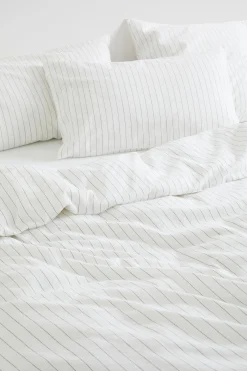 Seed Heritage Bedroom-Alba Queen Duvet Cover Black Stripe