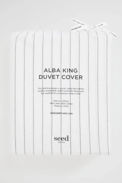 Seed Heritage Bedroom-Alba Queen Duvet Cover Black Stripe