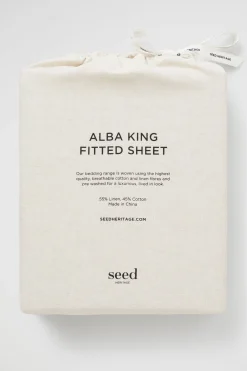 Seed Heritage Bedroom-Alba Super King Fitted Sheet Flax Cross Dye