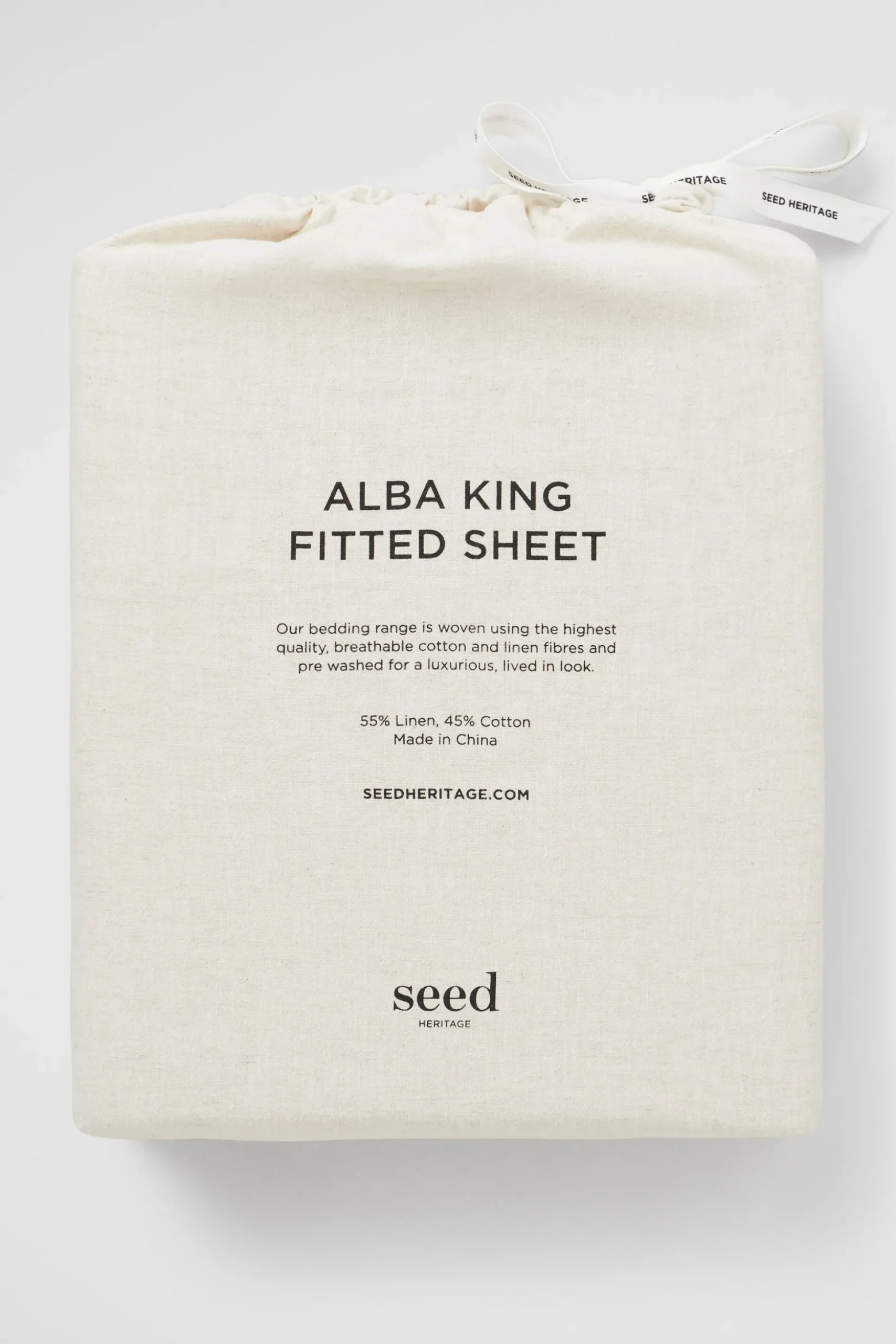 Seed Heritage Bedroom-Alba Super King Fitted Sheet Flax Cross Dye