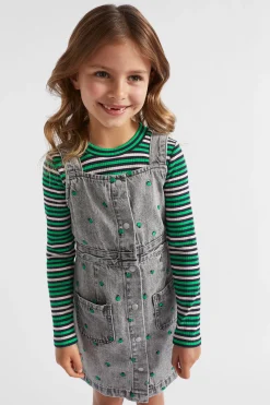 Seed Heritage Dresses-Apple Embroidered Pinafore Slate Wash