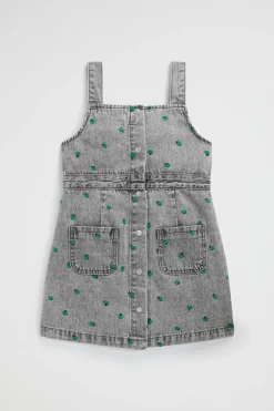 Seed Heritage Dresses-Apple Embroidered Pinafore Slate Wash