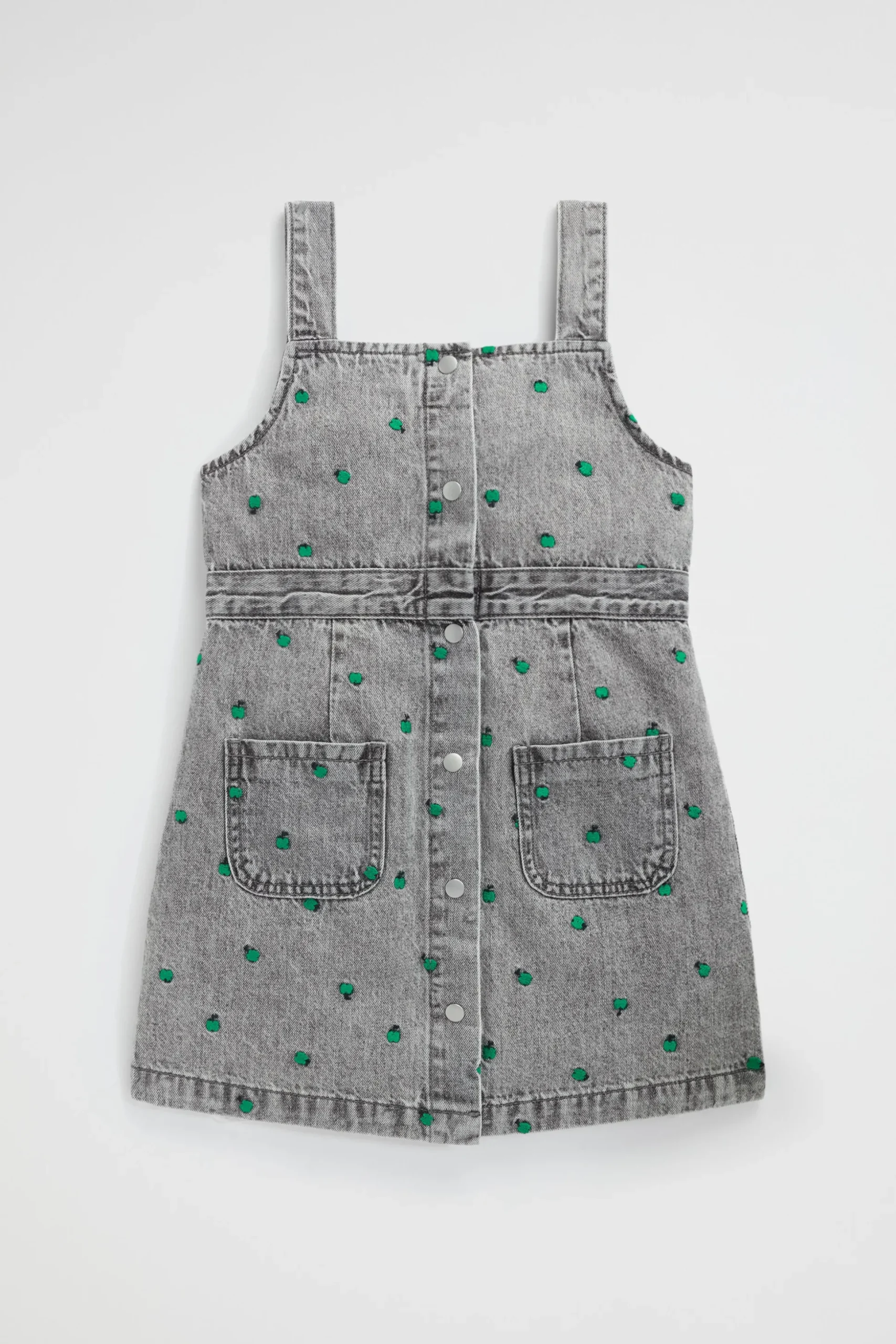 Seed Heritage Dresses-Apple Embroidered Pinafore Slate Wash