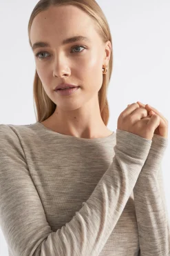 Seed Heritage Knitwear & Sweaters-Babywool Crew Neck Top Light Storm Marle