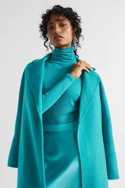 Seed Heritage Knitwear & Sweaters-Babywool Roll Neck Top Peacock Blue Marle