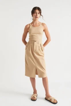 Seed Heritage T-Shirts & Tops-Basic Rib Tank Light Chestnut