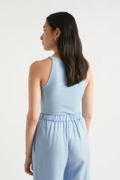 Seed Heritage T-Shirts & Tops-Basic Rib Tank Bluebell