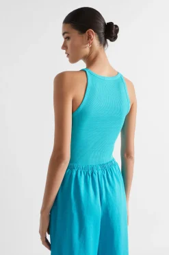 Seed Heritage T-Shirts & Tops-Basic Rib Tank Peacock Blue