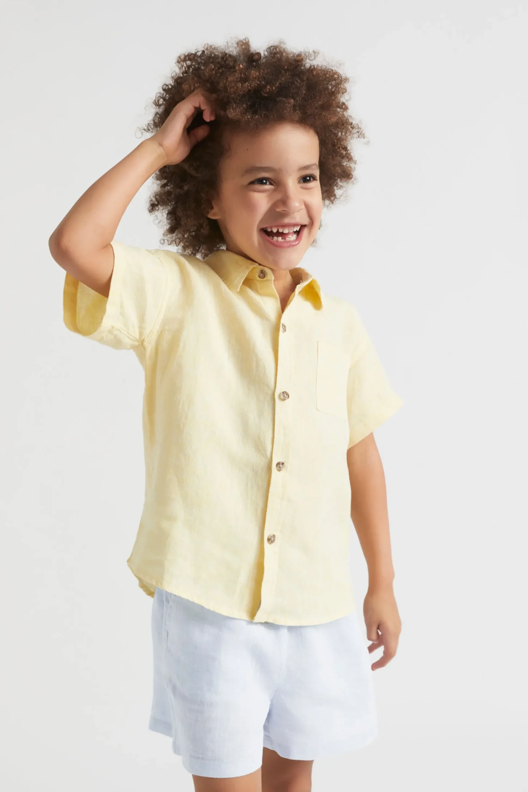 Seed Heritage T-Shirts & Tops-Boxy Linen Shirt Lemon