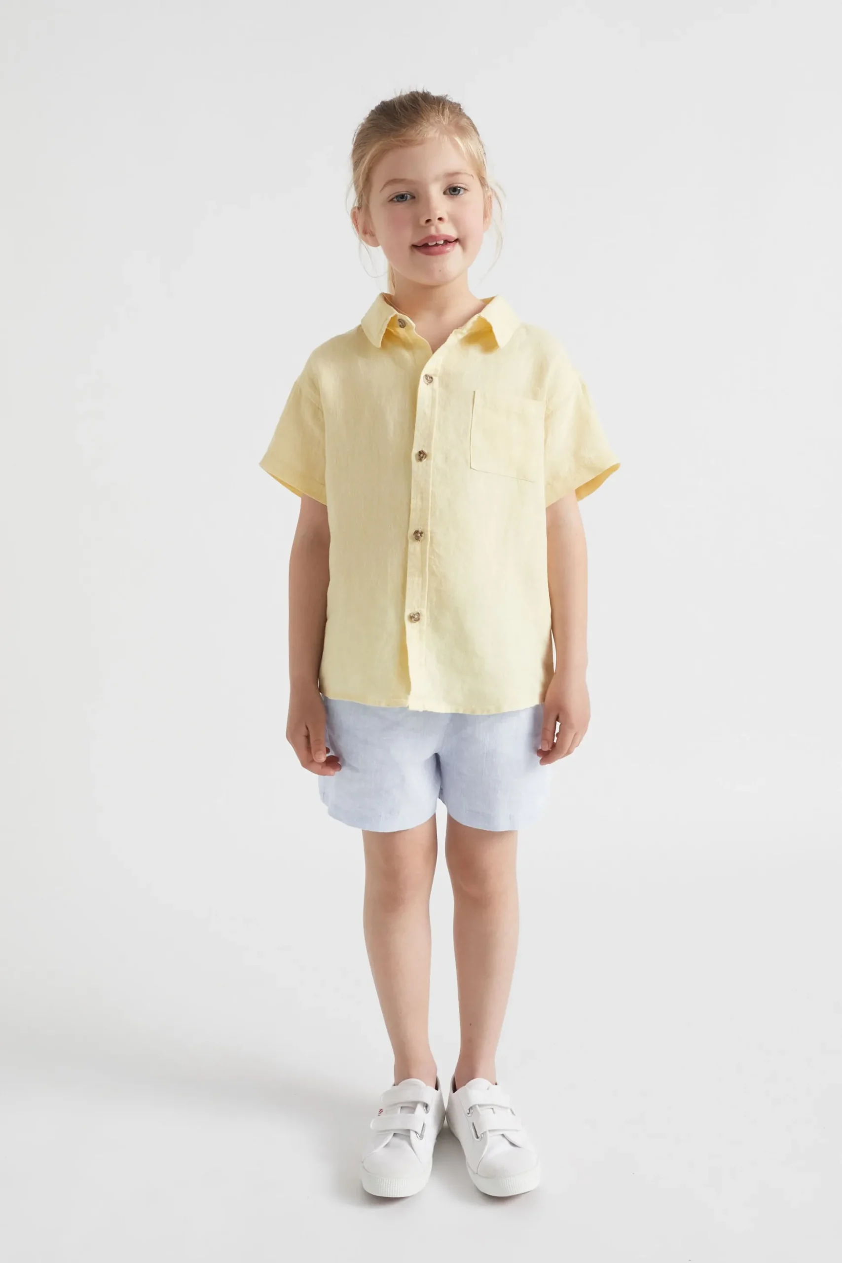 Seed Heritage T-Shirts & Tops-Boxy Linen Shirt Lemon