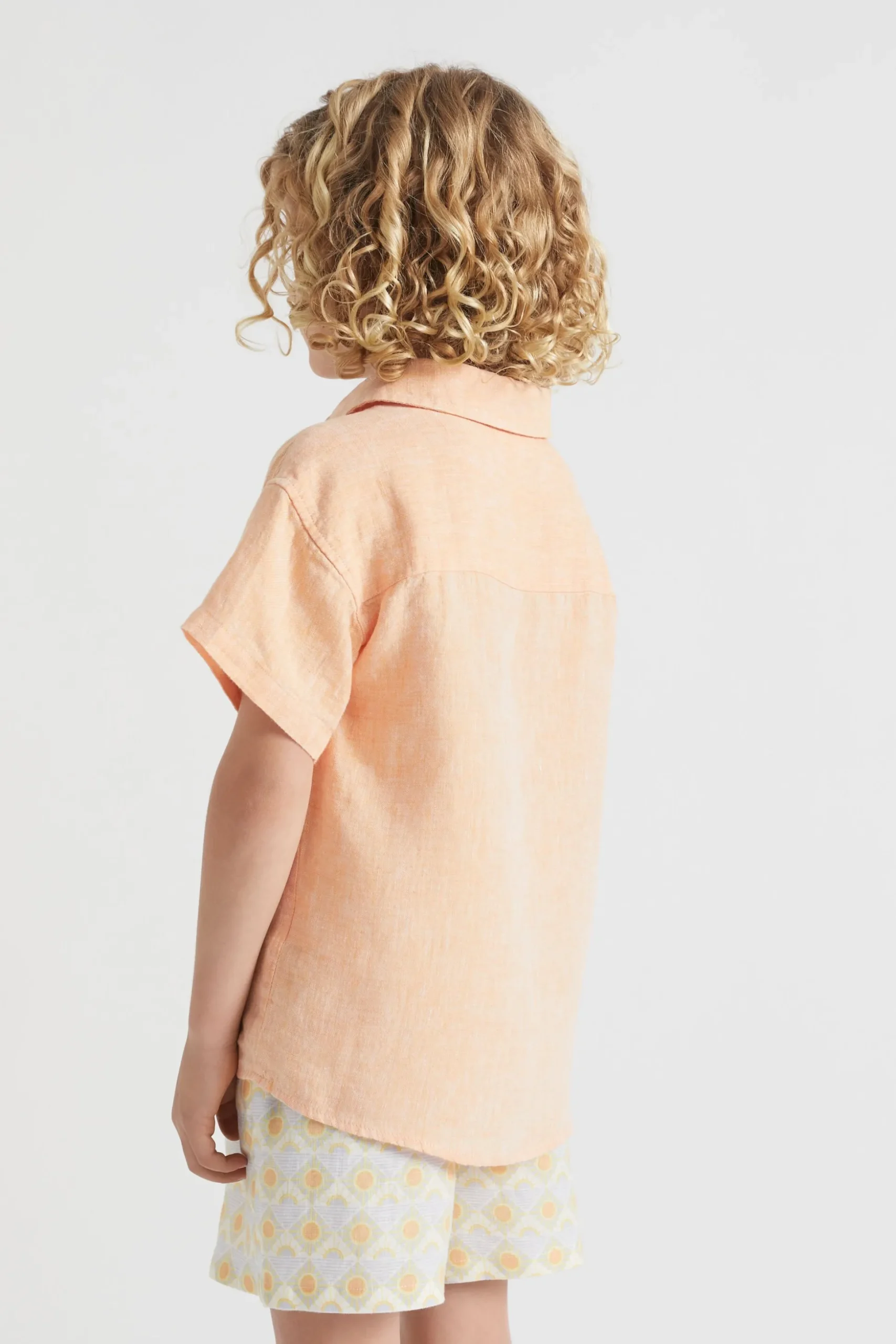 Seed Heritage T-Shirts & Tops-Boxy Linen Shirt Tangelo