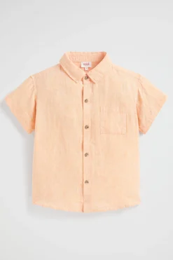 Seed Heritage T-Shirts & Tops-Boxy Linen Shirt Tangelo