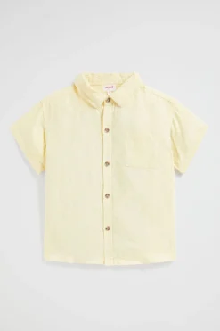 Seed Heritage T-Shirts & Tops-Boxy Linen Shirt Lemon