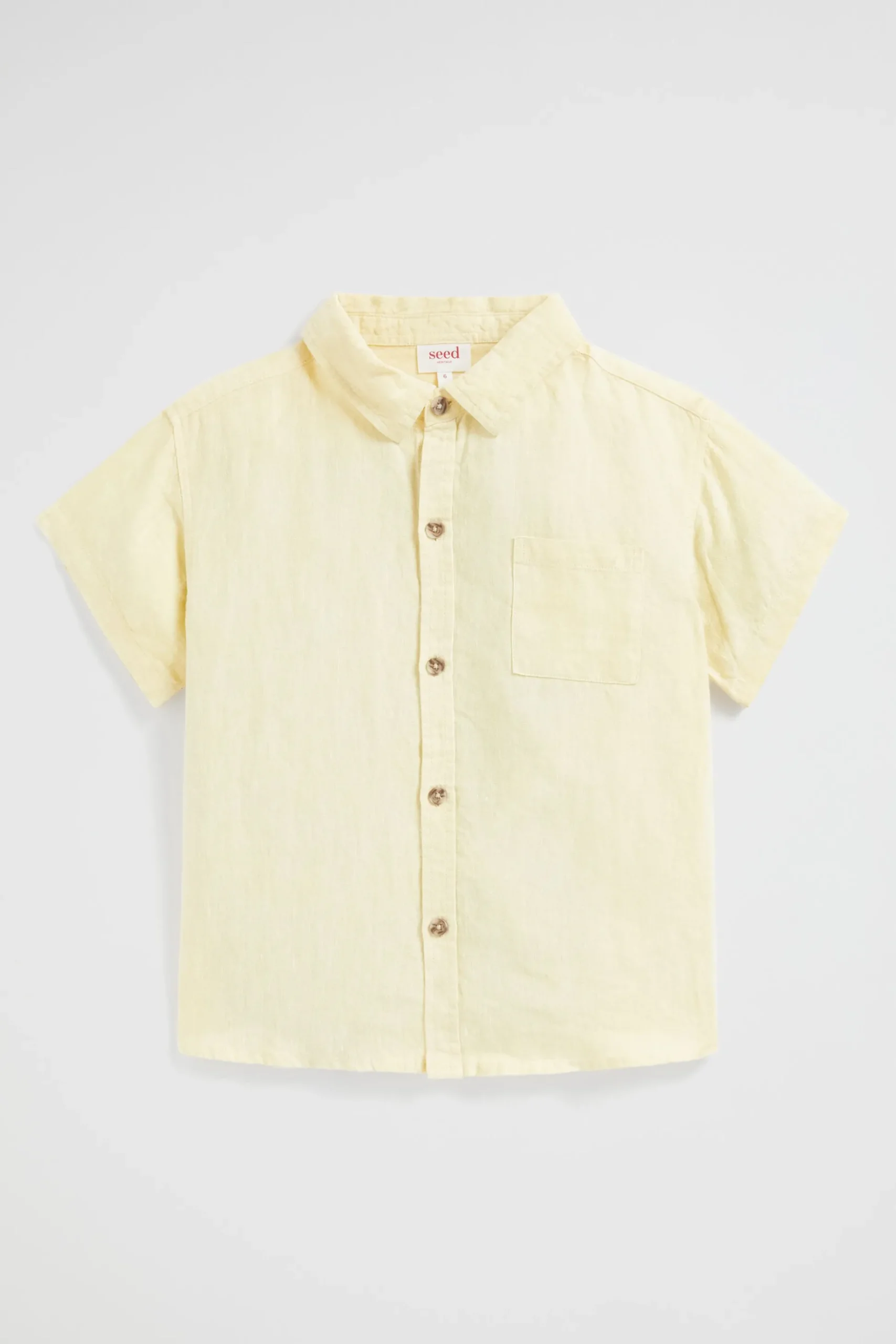 Seed Heritage T-Shirts & Tops-Boxy Linen Shirt Lemon