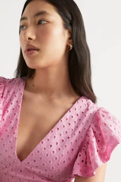 Seed Heritage T-Shirts & Tops-Broderie Crop Top Soft Orchid