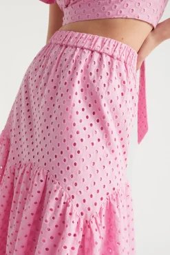 Seed Heritage Skirts-Broderie Tiered Midi Skirt Soft Orchid