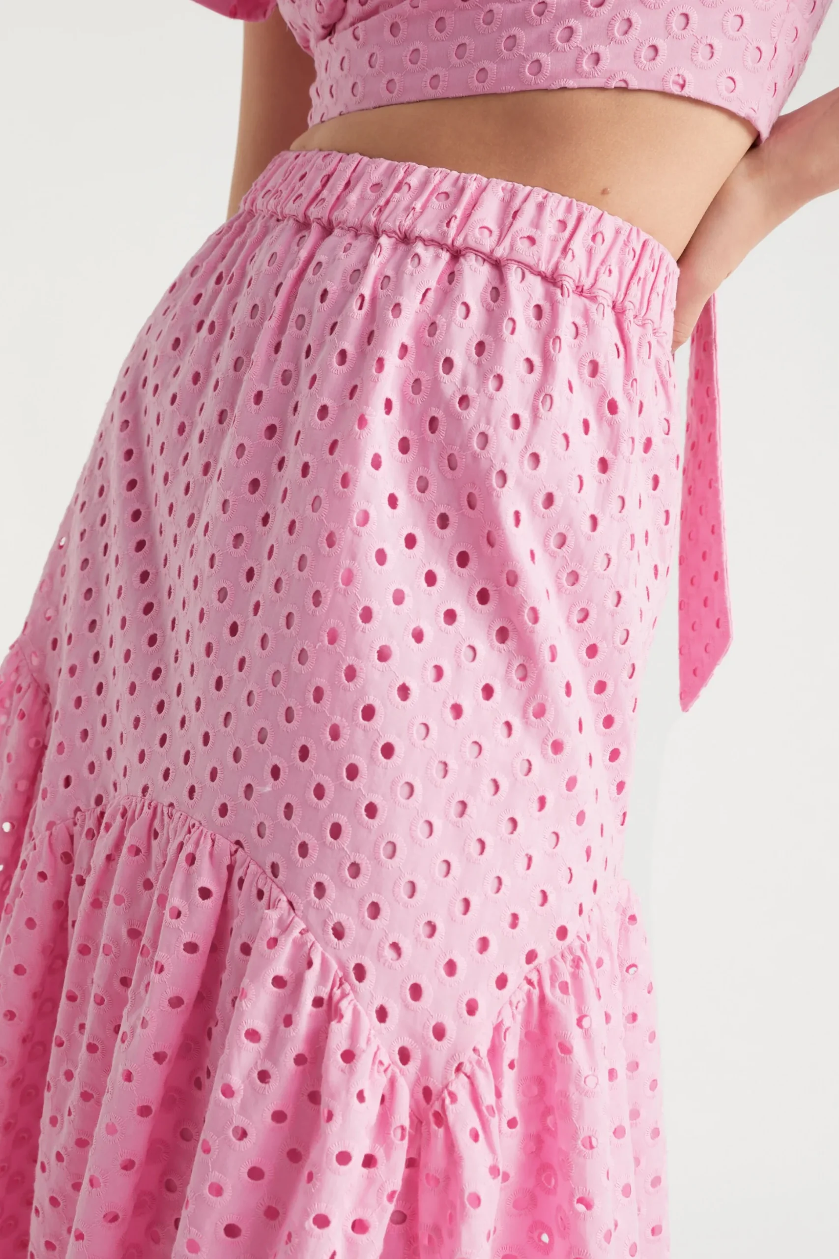 Seed Heritage Skirts-Broderie Tiered Midi Skirt Soft Orchid