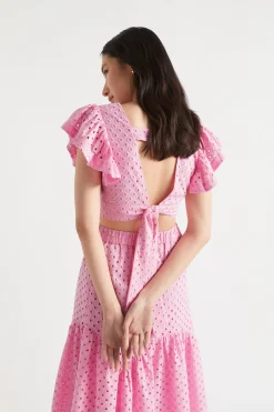 Seed Heritage Skirts-Broderie Tiered Midi Skirt Soft Orchid