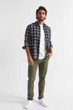 Seed Heritage Shirts-Brushed Check Shirt Midnight Blue