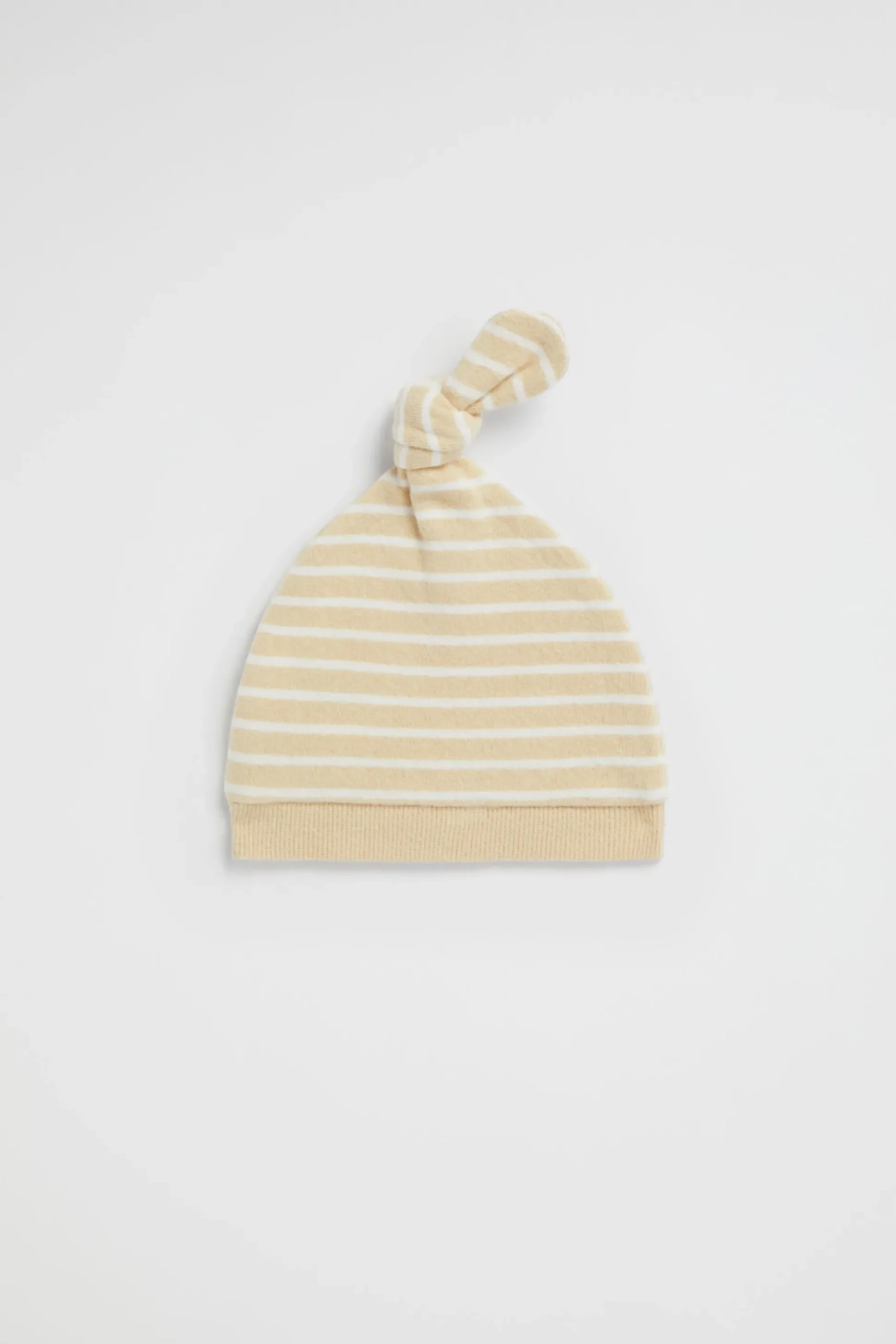 Seed Heritage Beanies-Brushed Stripe Knot Hat Lemon