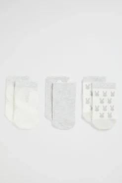 Seed Heritage Socks-Bunny Sock 3 Pk Grey Marle