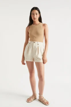Seed Heritage Shorts-Button Pleat Front Short Magnolia