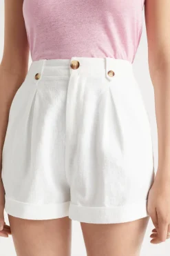Seed Heritage Shorts-Button Pleat Front Short Whisper White