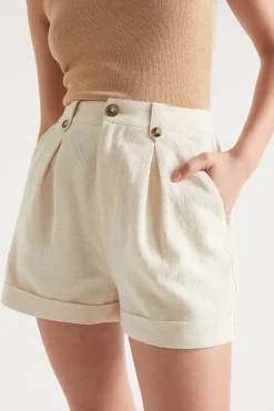 Seed Heritage Shorts-Button Pleat Front Short Magnolia