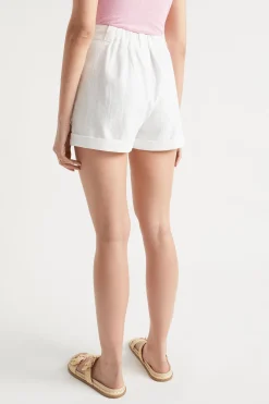 Seed Heritage Shorts-Button Pleat Front Short Whisper White