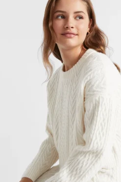 Seed Heritage Knitwear & Sweaters-Cable Crop Knit Vintage Cream