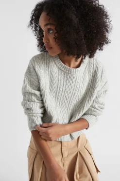 Seed Heritage T-Shirts & Tops-Cable Crop Knit Cloud
