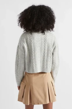 Seed Heritage T-Shirts & Tops-Cable Crop Knit Cloud
