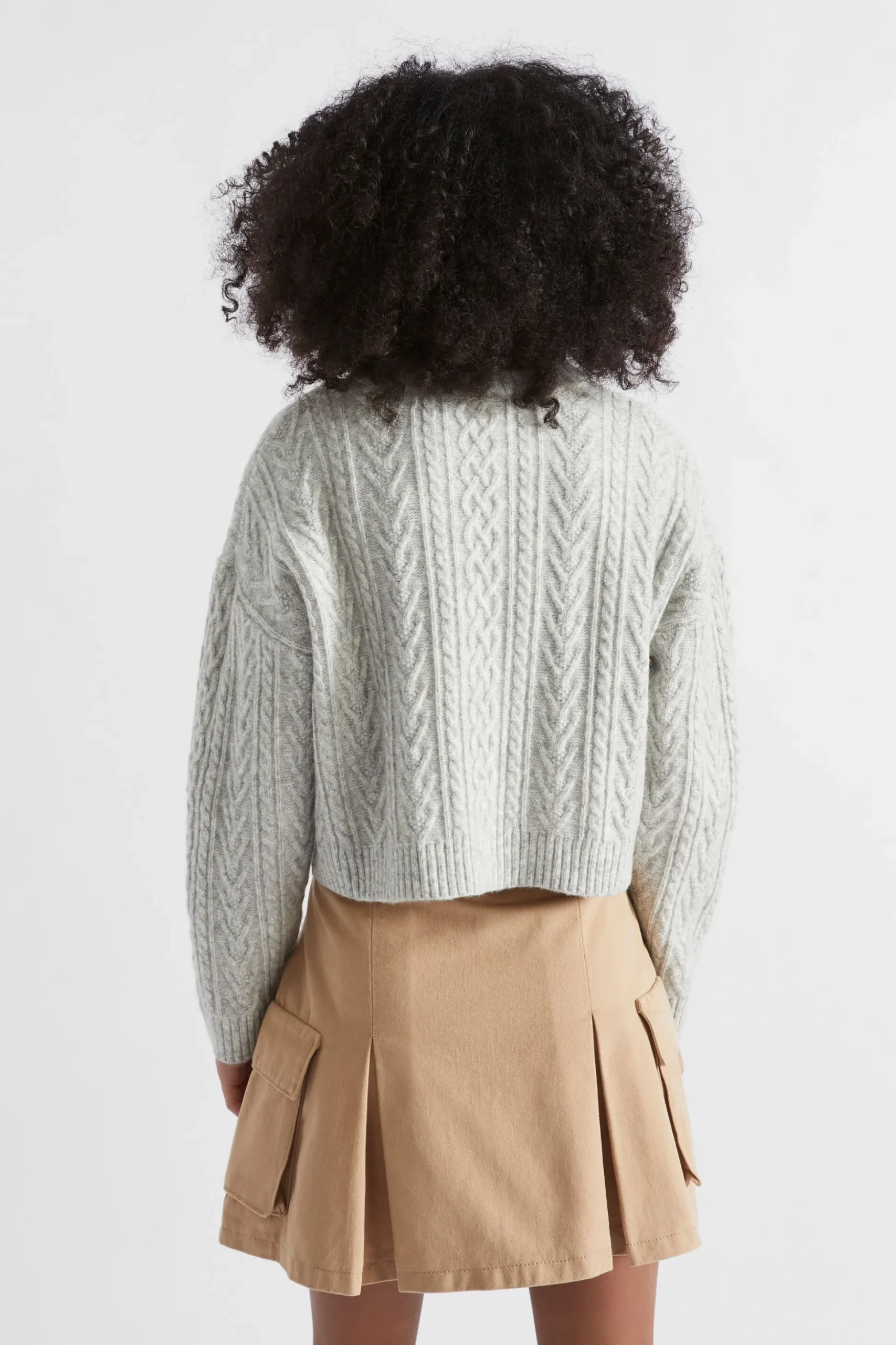 Seed Heritage T-Shirts & Tops-Cable Crop Knit Cloud