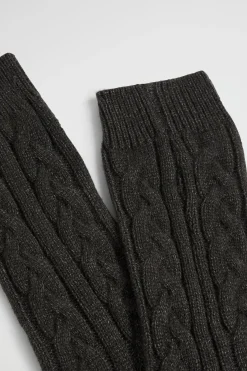Seed Heritage Socks & Tights-Cable Knit Bed Sock Charcoal