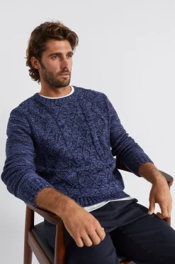 Seed Heritage T-Shirts & Sweaters-Cable Knit Sweater Midnight Blue