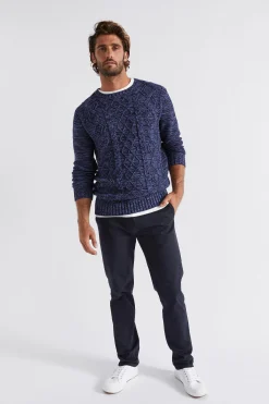Seed Heritage T-Shirts & Sweaters-Cable Knit Sweater Midnight Blue