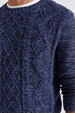 Seed Heritage T-Shirts & Sweaters-Cable Knit Sweater Midnight Blue