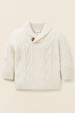Seed Heritage T-Shirts & Tops-Cable Shawl Knit Frost Marle