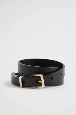 Seed Heritage Belts-Celeste Narrow Leather Belt Black