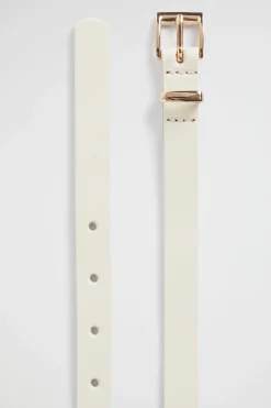 Seed Heritage Belts-Celeste Narrow Leather Belt Bone