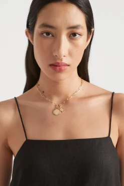 Seed Heritage Jewellery-Chain Link Disc Necklace Gold