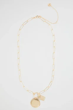Seed Heritage Jewellery-Chain Link Disc Necklace Gold