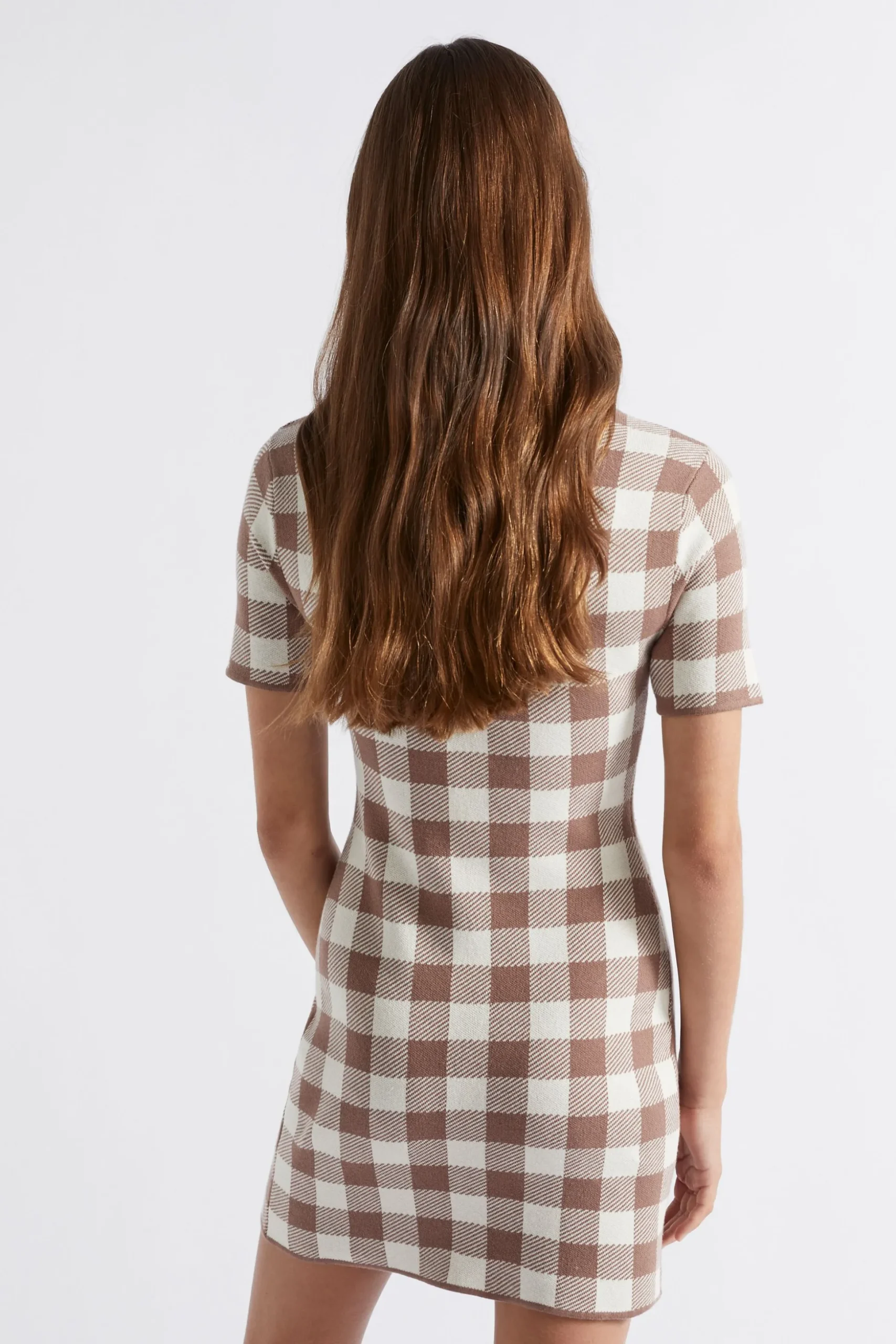 Seed Heritage Dresses-Check Knit Dress Cocoa Check